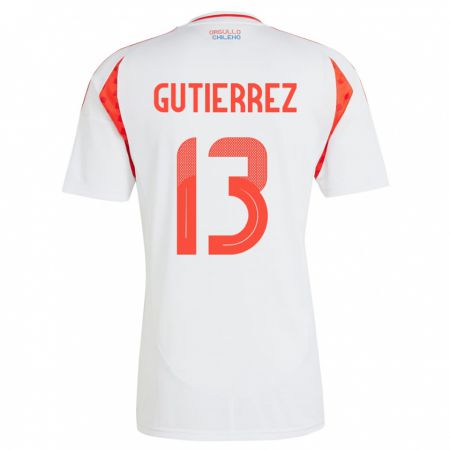 Kandiny Enfant Maillot Chili Daniel Gutiérrez #13 Blanc Tenues Extérieur 24-26 T-Shirt