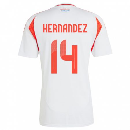 Kandiny Enfant Maillot Chili Leandro Hernández #14 Blanc Tenues Extérieur 24-26 T-Shirt