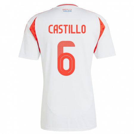 Kandiny Enfant Maillot Chili Cristóbal Castillo #6 Blanc Tenues Extérieur 24-26 T-Shirt