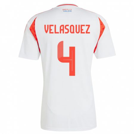 Kandiny Enfant Maillot Chili Lucas Velásquez #4 Blanc Tenues Extérieur 24-26 T-Shirt