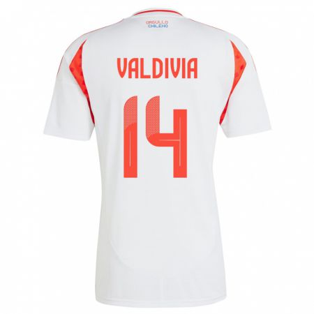 Kandiny Enfant Maillot Chili Felipe Valdivia #14 Blanc Tenues Extérieur 24-26 T-Shirt