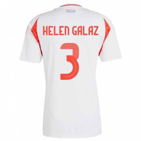Kandiny Enfant Maillot Chili Su Helen Galaz #3 Blanc Tenues Extérieur 24-26 T-Shirt