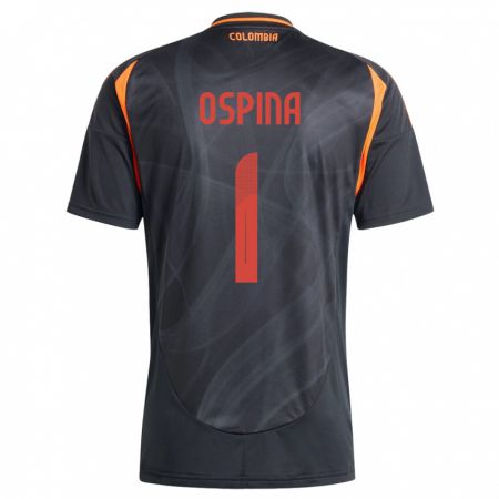 Kandiny Enfant Maillot Colombie David Ospina #1 Noir Tenues Extérieur 24-26 T-Shirt