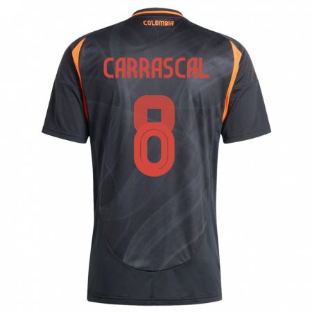 Kandiny Enfant Maillot Colombie Jorge Carrascal #8 Noir Tenues Extérieur 24-26 T-Shirt