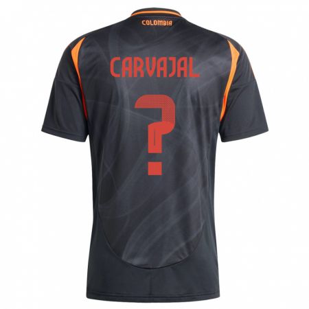 Kandiny Enfant Maillot Colombie Juan Carvajal #0 Noir Tenues Extérieur 24-26 T-Shirt