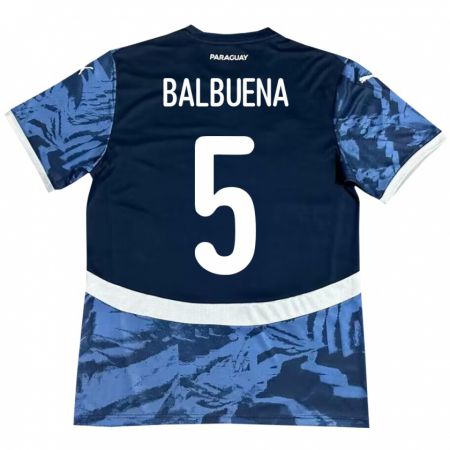 Kandiny Enfant Maillot Paraguay Fabián Balbuena #5 Bleu Tenues Extérieur 24-26 T-Shirt