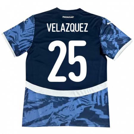 Kandiny Enfant Maillot Paraguay Gustavo Velázquez #25 Bleu Tenues Extérieur 24-26 T-Shirt