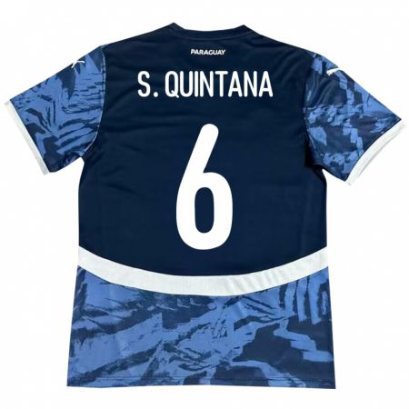 Kandiny Enfant Maillot Paraguay Sebastián Quintana #6 Bleu Tenues Extérieur 24-26 T-Shirt