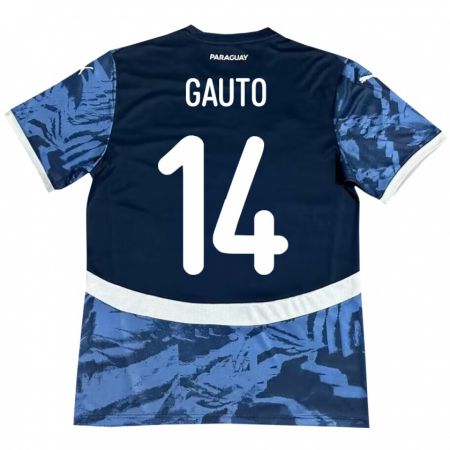 Kandiny Enfant Maillot Paraguay Ariel Gauto #14 Bleu Tenues Extérieur 24-26 T-Shirt
