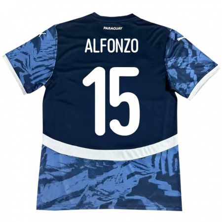 Kandiny Enfant Maillot Paraguay Axel Alfonzo #15 Bleu Tenues Extérieur 24-26 T-Shirt