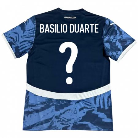 Kandiny Enfant Maillot Paraguay Basilio Duarte #0 Bleu Tenues Extérieur 24-26 T-Shirt