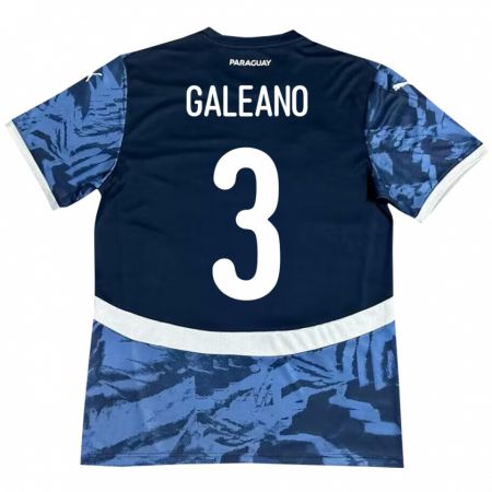 Kandiny Enfant Maillot Paraguay Fernando Galeano #3 Bleu Tenues Extérieur 24-26 T-Shirt