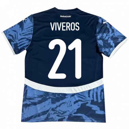 Kandiny Enfant Maillot Paraguay Fernando Viveros #21 Bleu Tenues Extérieur 24-26 T-Shirt