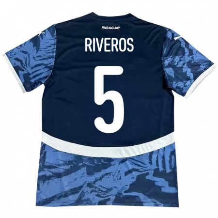 Kandiny Enfant Maillot Paraguay Verónica Riveros #5 Bleu Tenues Extérieur 24-26 T-Shirt