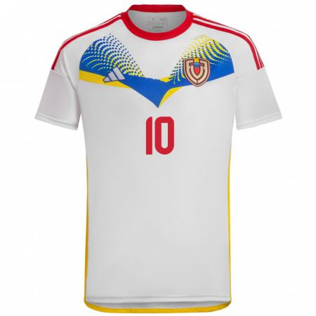 Kandiny Enfant Maillot Venezuela José Riasco #10 Blanc Tenues Extérieur 24-26 T-Shirt