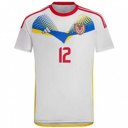 Kandiny Enfant Maillot Venezuela Sabrina Araujo #12 Blanc Tenues Extérieur 24-26 T-Shirt