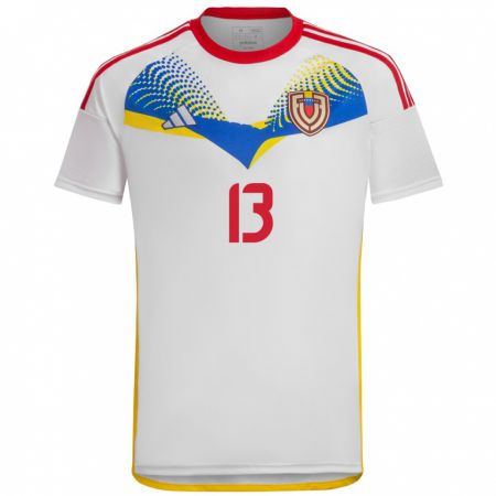 Kandiny Enfant Maillot Venezuela Salvador Bolívar #13 Blanc Tenues Extérieur 24-26 T-Shirt