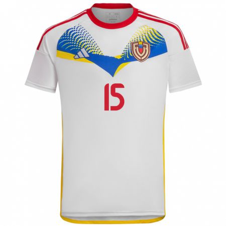 Kandiny Enfant Maillot Venezuela Jhon Murillo #15 Blanc Tenues Extérieur 24-26 T-Shirt