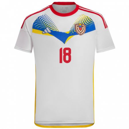 Kandiny Enfant Maillot Venezuela Cristian Cásseres Jr. #18 Blanc Tenues Extérieur 24-26 T-Shirt