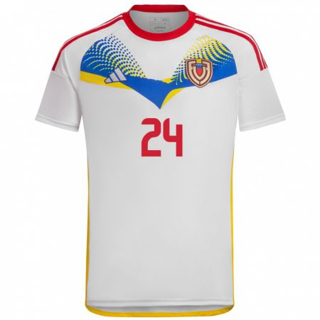 Kandiny Enfant Maillot Venezuela Kervin Andrade #24 Blanc Tenues Extérieur 24-26 T-Shirt