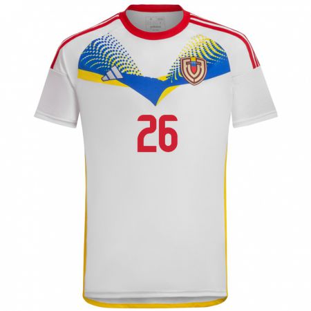 Kandiny Enfant Maillot Venezuela Daniel Pereira #26 Blanc Tenues Extérieur 24-26 T-Shirt