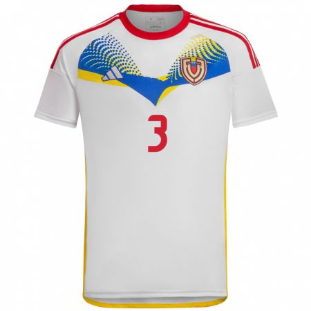 Kandiny Enfant Maillot Venezuela Rafael Uzcátegui #3 Blanc Tenues Extérieur 24-26 T-Shirt