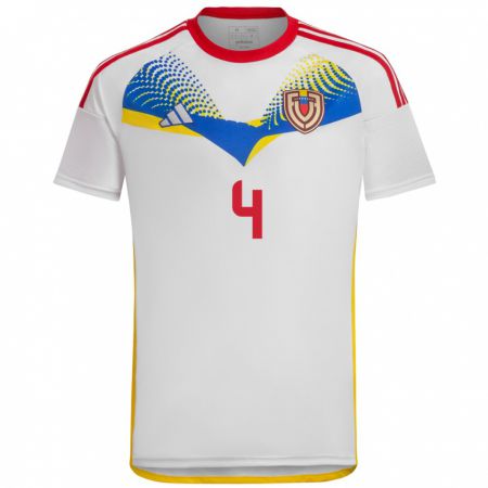 Kandiny Enfant Maillot Venezuela Santiago Gómez #4 Blanc Tenues Extérieur 24-26 T-Shirt