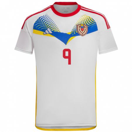 Kandiny Enfant Maillot Venezuela Daniel Pérez #9 Blanc Tenues Extérieur 24-26 T-Shirt