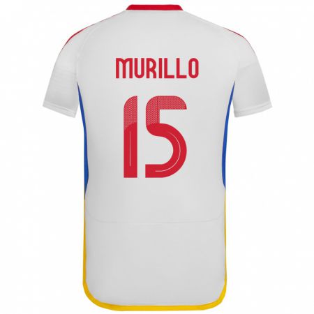 Kandiny Enfant Maillot Venezuela Jhon Murillo #15 Blanc Tenues Extérieur 24-26 T-Shirt