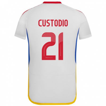 Kandiny Enfant Maillot Venezuela Alex Custodio #21 Blanc Tenues Extérieur 24-26 T-Shirt