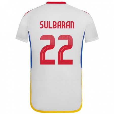 Kandiny Enfant Maillot Venezuela Manuel Sulbarán #22 Blanc Tenues Extérieur 24-26 T-Shirt