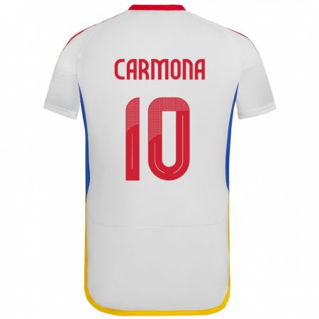 Kandiny Enfant Maillot Venezuela Wikelman Carmona #10 Blanc Tenues Extérieur 24-26 T-Shirt