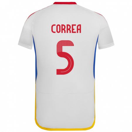 Kandiny Enfant Maillot Venezuela José Correa #5 Blanc Tenues Extérieur 24-26 T-Shirt