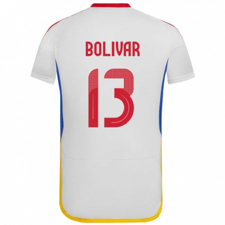 Kandiny Enfant Maillot Venezuela Salvador Bolívar #13 Blanc Tenues Extérieur 24-26 T-Shirt