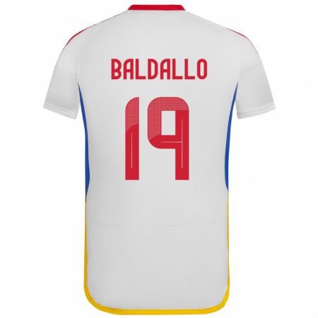 Kandiny Enfant Maillot Venezuela Micheel Baldallo #19 Blanc Tenues Extérieur 24-26 T-Shirt