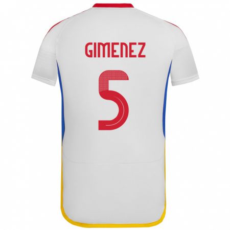 Kandiny Enfant Maillot Venezuela Yenifer Giménez #5 Blanc Tenues Extérieur 24-26 T-Shirt