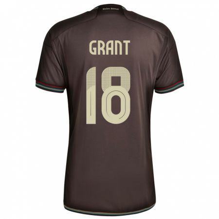 Kandiny Enfant Maillot Jamaïque George Grant #18 Brun Nuit Tenues Extérieur 24-26 T-Shirt