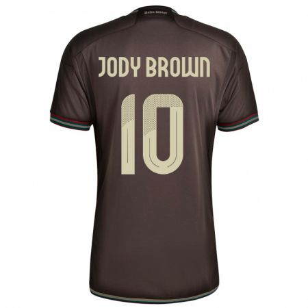 Kandiny Enfant Maillot Jamaïque Jody Brown #10 Brun Nuit Tenues Extérieur 24-26 T-Shirt