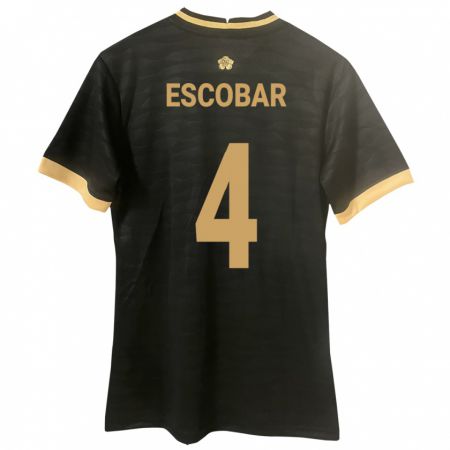 Kandiny Enfant Maillot Panama Fidel Escobar #4 Noir Tenues Extérieur 24-26 T-Shirt