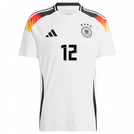 Kandiny Homme Maillot Allemagne Laura Benkarth #12 Blanc Tenues Domicile 24-26 T-Shirt