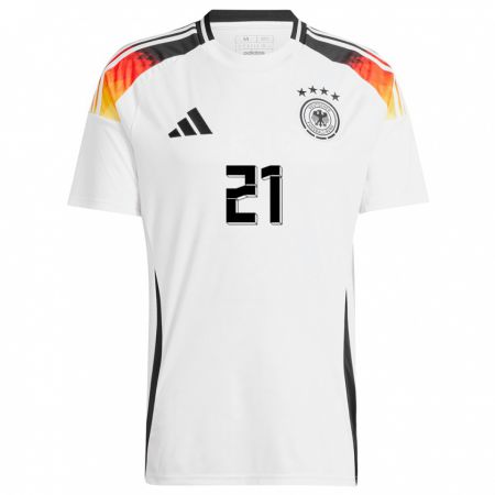 Kandiny Homme Maillot Allemagne Faride Alidou #21 Blanc Tenues Domicile 24-26 T-Shirt