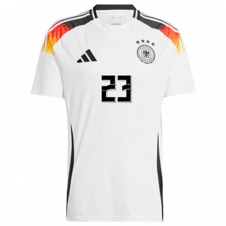 Kandiny Homme Maillot Allemagne Noah Atubolu #23 Blanc Tenues Domicile 24-26 T-Shirt