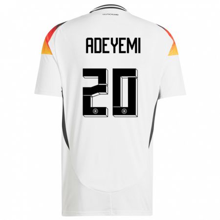 Kandiny Homme Maillot Allemagne Karim Adeyemi #20 Blanc Tenues Domicile 24-26 T-Shirt