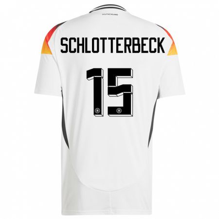 Kandiny Homme Maillot Allemagne Nico Schlotterbeck #15 Blanc Tenues Domicile 24-26 T-Shirt