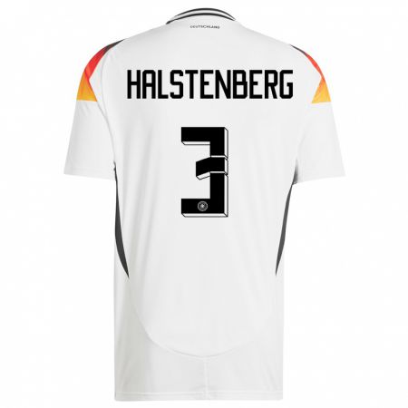 Kandiny Homme Maillot Allemagne Marcel Halstenberg #3 Blanc Tenues Domicile 24-26 T-Shirt