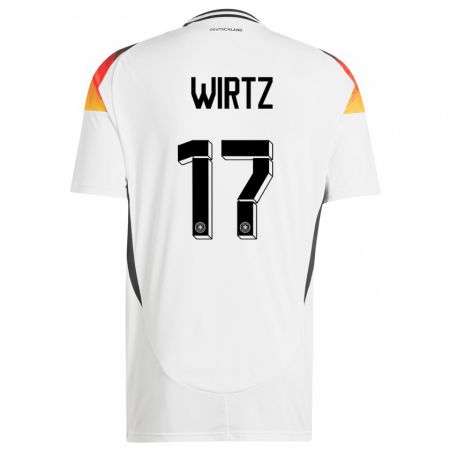Kandiny Homme Maillot Allemagne Florian Wirtz #17 Blanc Tenues Domicile 24-26 T-Shirt