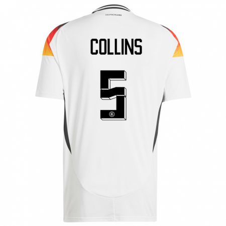 Kandiny Homme Maillot Allemagne Nnamdi Collins #5 Blanc Tenues Domicile 24-26 T-Shirt