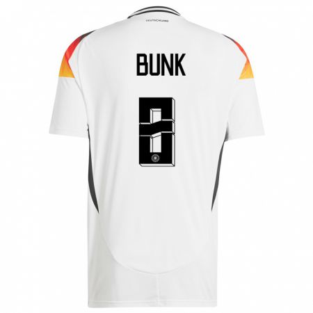 Kandiny Homme Maillot Allemagne Daniel Bunk #8 Blanc Tenues Domicile 24-26 T-Shirt