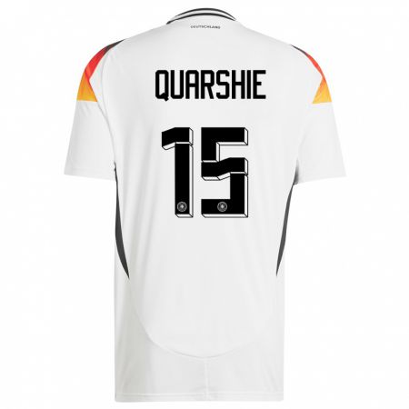 Kandiny Homme Maillot Allemagne Joshua Quarshie #15 Blanc Tenues Domicile 24-26 T-Shirt