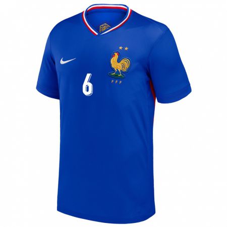 Kandiny Homme Maillot France Eduardo Camavinga #6 Bleu Tenues Domicile 24-26 T-Shirt